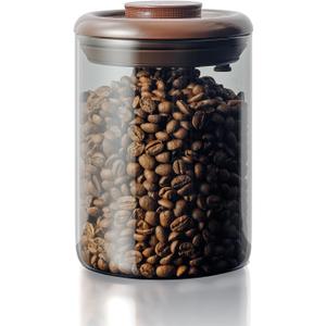 Ground Coffee Glass Container Airtight 10 oz  Pop Top Ground Coffee Canister with CO Valve, 0.63lb Coffee Bean Container, UV Resistant