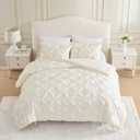 Laura Ashley - Queen Comforter Set, Satin Microfiber Bedding with Shams, Soft and Silky, Lightweight All-Season Comforter, Reversible Design, Solid Satin Pintuck Beige