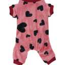 Dog Pajamas Love Heart Dog Sweater Pjs Warm Soft Pet Holiday Clothes Puppy Jumpsuits Onesie Outfits for Small Dogs and Cats (Small, Heart)