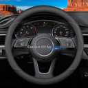 Custom-Fit for Tesla Steering Wheel Cover, Premium Leather Car Steering Wheel Cover with Logo, Non-Slip, Breathable, for Tesla Accessories (A-Style,for Tesla)