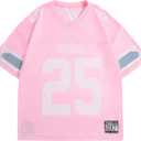 SOLY HUX Men's Graphic Jersey T-Shirts V Neck Racing Print Casual Tees Streetwear Summer Top Tshirt (Pink, S)