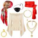 FEYIR Pirate Costume Accessories for Women Dress Pirate Accessoires Outfit for Halloween Cosplay L
