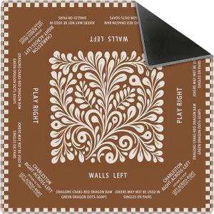 Vintage Mexican Talavera Tile Mahjong Mat 31.5" x 31.5", Terracotta Burnt Orange Non-Slip Noise Reduction Mahjong Table Cover Accessories Supplies for Dominoes Poker Card Board Tile Games Gifts