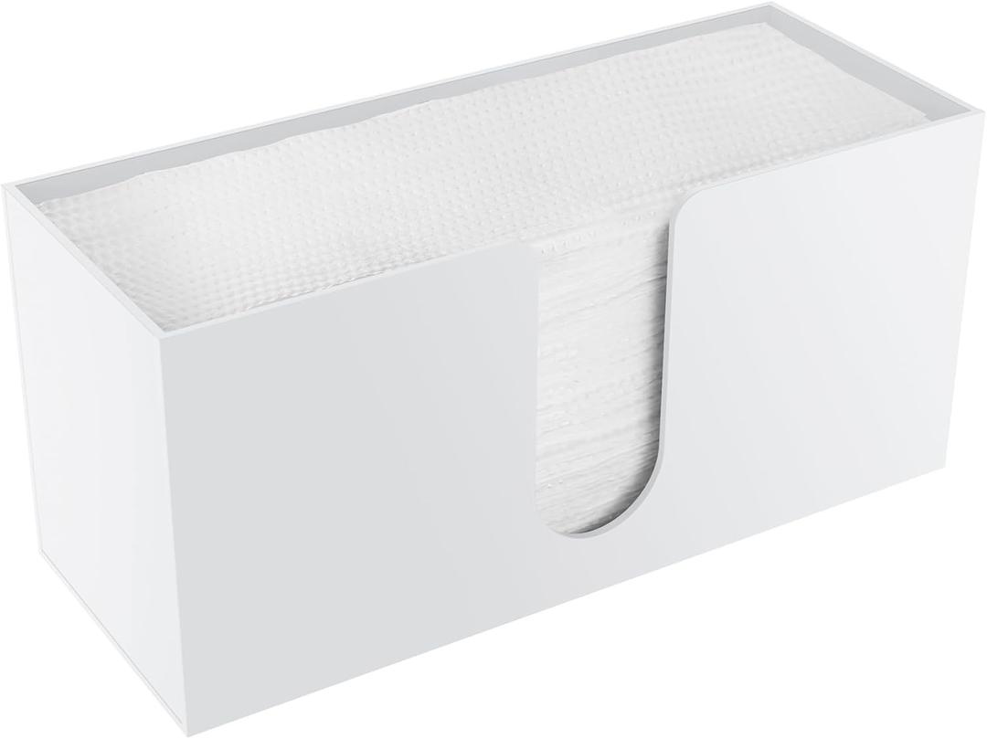 1Pack Paper Towel Holder Countertop, White Acrylic Napkin Dispenser, Multifold Paper Towel Dispenser for for Z-fold C-fold MultiFold Trifold-Bathroom Toilet Kitchen Restaurant(3mm Acrylic)