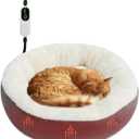 Rypet Heated Cat Bed Indoor, Soft & Cozy Donut Heated Pet Bed with Timer and Timer, Adjustable Temperature Heated Dog Beds for Small Dogs and Senior Cats with Chew Resistant Cord