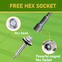 300 Pcs, #10 x 1 Inch Hex Head Metal Roofing Screws, Zinc Plated Sharp Point Sheet Metal Roof Screw with Rubber Washer, Self Tapping Metal to Wood Siding Screws, Hex Socket Included (Galvanized)