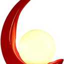 Bedside Lamp Table Lamp, Modern Creative Modern Crescent Night Light Resin 1 Bulb Bedside Table Lamp in Red with Ball Milk Glass Shade for Bedroom Living Room Kids Room College Dorm Office