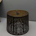 ALUCSET Metal Large Lampshade, Drum Lamp Shade 14" Top x 16" Bottom x 11" High, Lamp Shades for Table and Floor Lamps, Black Gold Finished Etched Forest Replacement Shade, Spider Fitter
