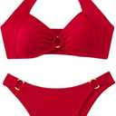 MakeMeChic Halter Bikini Sets for Women Sexy Micro Bikini Bathing Suit Two Piece Swimsuits 2025 (Small, Red)