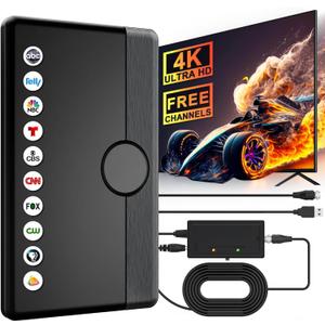 TV Antenna Indoor Outdoor 2025 for Smart/Old TV for Long Range 360 Reception and Local Channels Digital HD Antenna with Amplifier Signal Booster Supports 8K 4K 1080p - 26.2 ft HDTV Coax Cable