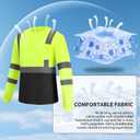 Hi Vis Reflective Long Sleeve Safety Work T Shirt Moisture Wicking DryBlend for Railway Workers Fast Dry Comfortable (Yellow, M)