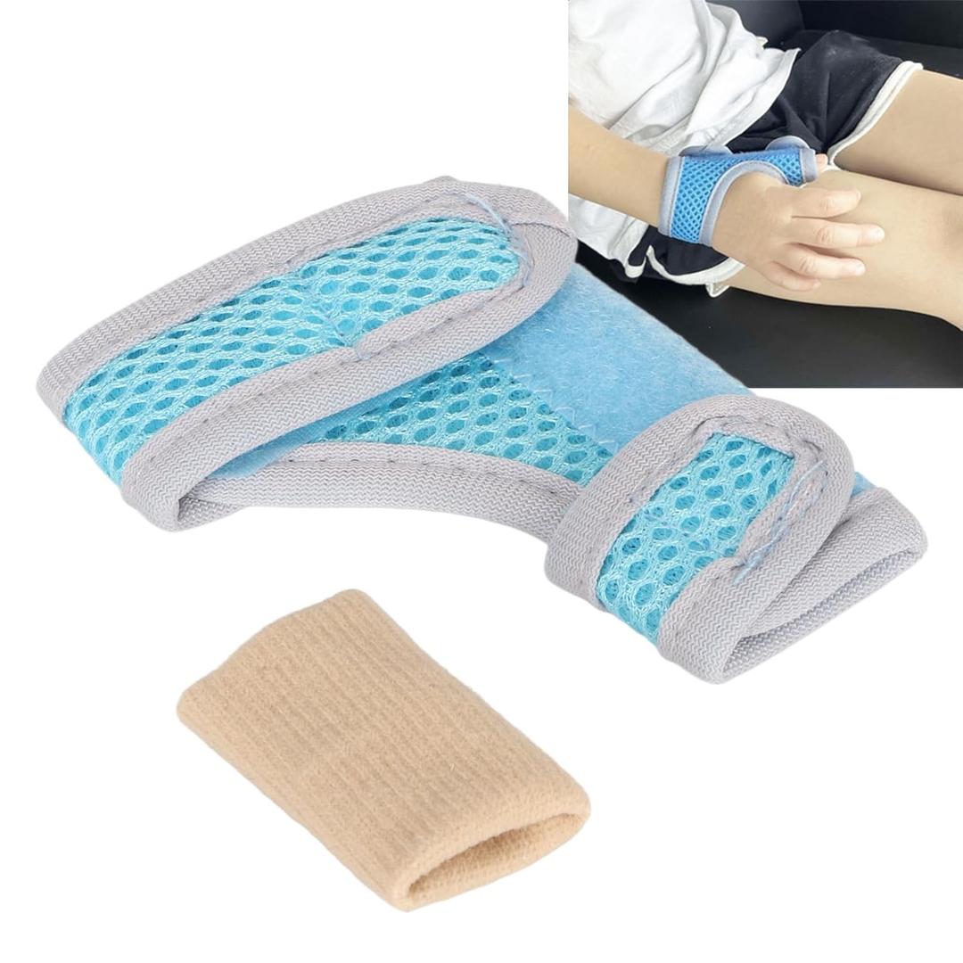 Semme Left Hand Thumb Splint for Kids, Thumb Wrist Stabilizer, Thumb Brace Corrector, with Finger Sleeve, Joint Correction Support Brace, (S)