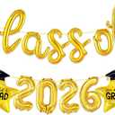 2 x Gold Class of 2026 Balloons - Gold Class of 2026 Graduation Balloons Graduation Foil Balloon for Graduation Party Decorations