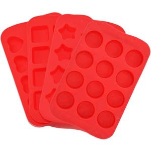 Candy Chocolate Molds Silicone 4 Pack DIY Mold Use for Cake Jelly Gummy Pudding and Ice Cube Tray Including Hearts Stars Squares Round Mini Muffin Pan