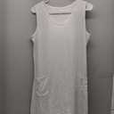 elescat Womens Summer Dresses Casual V Neck Sleeveless Pockets Beach Loose Tank Sundress (Size Large, White)