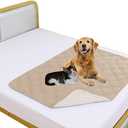 fuguitex Waterproof Dog Blanket, Pet Friendly Reversible Throw Essential for Small Dogs, Tear Resistant Leakproof Washable Couch Cushion Bed Protector Cover for Indoor Furniture40"*50",Beige+Cream