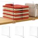 HBlife 3 Pack Clear Shelf Dividers, Vertical Purse Organizer for Closet Perfect for Sweater, Shirts, Handbags in Bedroom and Kitchen, Adjustable Acrylic Bookshelf for Organization