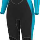 Hevto Women Wetsuit 3/2mm Neoprene Wet Suit Keep Warm in Cold Water for Surfing Swimming Diving (6S, W1-Blue New Upgrade)