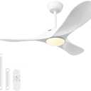 42" Solid Wood Ceiling Fan with Lights,Quiet Operation and High Airflow, 3 CCT Dimmable,Outdoor Ceiling Fan for Living Room,Bedroom(Whtie+White)