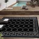 Easy-Going Reversible Outdoor Rugs 4x6ft Waterproof Plastic Straw Rug Stain & UV Resistant Floor Mat for Patio Porch RV Backyard Pool Deck Picnic Beach Trailer Camping (Lantern/Black & Gray)