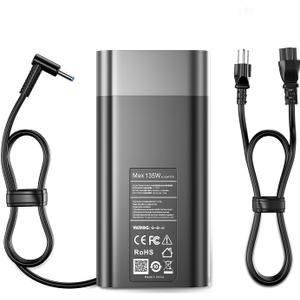 135W Laptop Charger Compatible with HP Spectre X360 Charger 15 16 15t-df100 15-df 15-dc 16t-f10 16 2-in-1 OMEN Pavilion Gaming 15 17 15-ec0751ms ZBook 15 G5 G6 G7 TPN-DA11 Power Cord