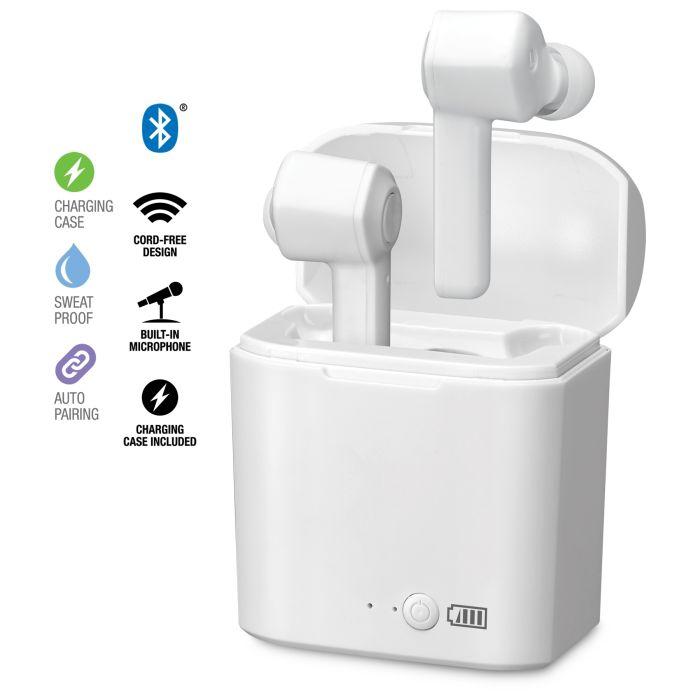 iLive Truly Wire-Free Earbuds With USB C Connector, White