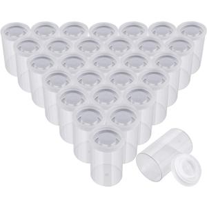 JOVITEC 30 Pieces Plastic Film Canister Holder, 35 mm Empty Camera Reel Containers, Storage Containers Case with Lids for Storing Small Accessories, Film, Keys, Coins, Art Beads (Transparent)