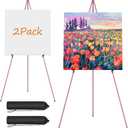 Easel Stand for Display, Aredy 63" Portable Painting Easel, Lightweight Metal Easels for Painting Canvas, Wedding Sign (2 Pack, Pink)