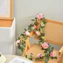 SUQ I OME 1 Pack of Artificial Rose Vine Flowers Garland Plants Fake Flower Vine for Wedding Home Garden Craft Art Decor Valentine's Day Mother's Day Party Decoratio,Pink