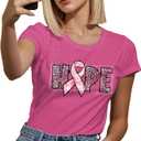 PQZ Breast Cancer Shirts for Women Cancer Awareness Tee Womens Butterfly Tee Shirt Cancer Survivor Tops (Small)