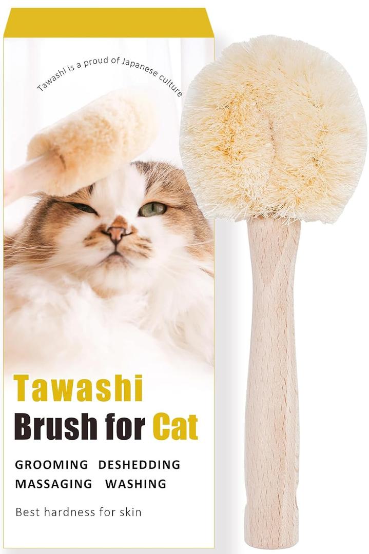 Gentle Cat Brush for Indoor Cats  Soft Daily Grooming & Massage Brush for Sensitive Cats & Kittens, Removes Loose Surface Fur (Not a Deshedding Tool), Natural Sisal, Made in Japan (Type-A)