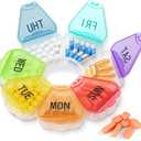 Enlarged Weekly Pill Organizer 7 Day, Daily Pill Box with Never Faded Etched 3D Date Labels, Travel Pill Case with Large Compartment for Medication, Vitamin, Fish Oil, Supplements(Rainbow)