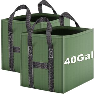 2-Pack 40 Gallons Reusable Yard Waste Bags, Upgrade Heavy Duty Foldable Garden Leaf Bag Lawn Bags Trash Bag Waste Container, Keep Upright (20.8" L  20.8" W  20.8" H)