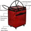 Reusable Grocery Bag On Wheels Large Capacity Shopping Trolley Foldable Rolling Tote Bag with Heavy Duty Handle for Travel (Red, Large)
