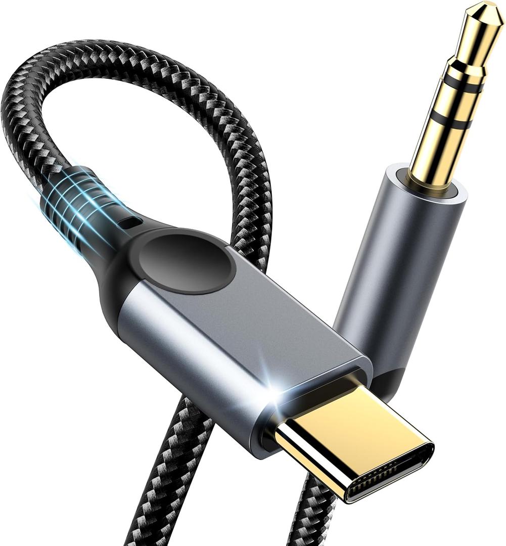 Aux to USB C Audio Cable [4FT], Type C to 3.5mm Aux Cord Hi-Fi DAC Headphone Jack Adapter Dongle Compatible with iPhone 17/16/15, Samsung S26/S25/S24/S23,iPad Pro,Pixel,Car,Headphones,Speakers-Grey