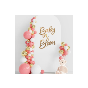 Wokceer Baby in Bloom Sign for Backdrop Baby Shower Sign for Party Banner Gender Reveal Boy Girl Decorations Baby's 1st Birthday Party (15.2 Inch x 12.6 Inch, Light White)
