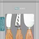 Pro Series 3-Piece Cheese Knife Set, Wood Handle and Stainless Steel, Spreader, Pronged Knife, Spatula