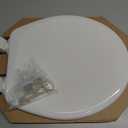 Mayfair Linden Slow Close Toilet Seat, Non Slip Heavy Duty Wood, Easy Install, Round, White