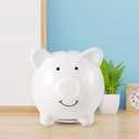 IMIKEYA Small Ceramic Piggy Bank for Kids - White Cute Pig Coin Bank Money Saving Jar for Girls Boys Birthday Christmas Nursery Home Decor, Medium