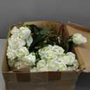 Jexine 100 Pieces Artificial Roses Flowers Bulk, Long Stem Realistic Fake Silk Roses Bouquet for Table Centerpiece Vases Wedding Party Kitchen Decor (Creamy White)