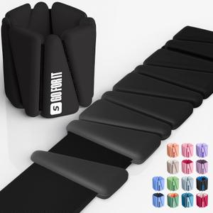 SPORTBIT Wrist Weights, Ankle Weights for Women  Set of 2 (1LB Each), Adjustable Weighted Bracelets for Home Gym, Running, Yoga, Exercise and Strength Training (Black)