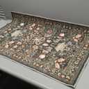 Entryway Rug 2X3 Small Rugs: Floral Washable Door Mat Vintage Soft Low Pile Non-Slip Kitchen Rugs Stain Resistant Indoor Throw Rug for Entrance, Bedroom, Kitchen, Laundry, Bathroom Dark Black