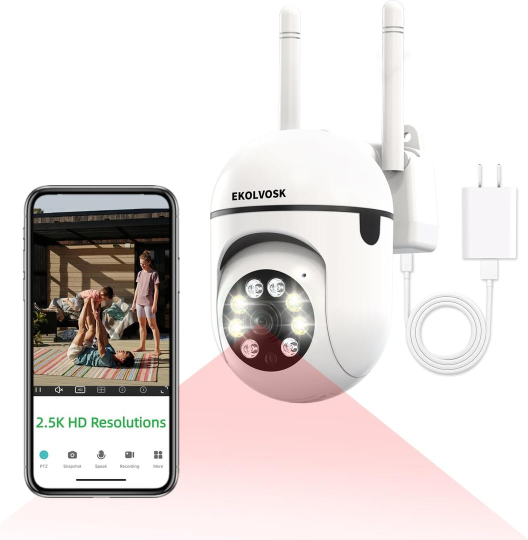 Security Cameras Indoor Wireless,WiFi Cameras for Home Security,Auto Tracking Light Alarm & Color Night Vision,Two-Way Audio, Plug-in Cable,SD/Cloud Storage (1PACK)