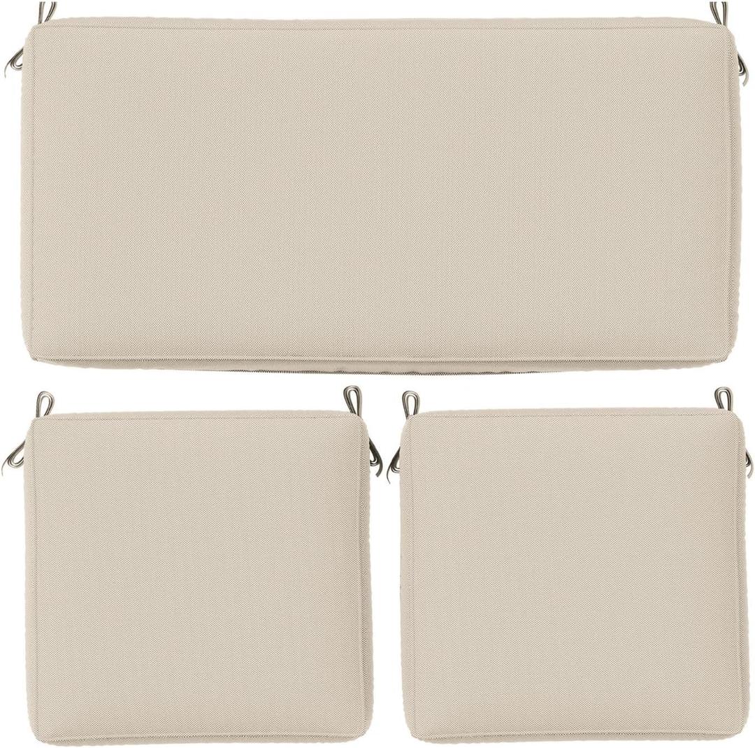 3 Pack Outdoor Replacement Cushions, Fit for 4-Seater Wicker Rattan Patio Conversation Set, 36x18x3,18x18x3, Liner & Cover