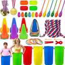 LINAYE Field Day Games Outdoor Activities, Carnival Lawn Yard Picnic Family Reunion Games Tug of War Rope Sack Race Bags for Adults and Kids Ring Toss Egg and Spoon 3 Legged Race for Birthday Party