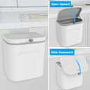 Naisu 3 Pack 1.12 Gallon Kitchen Garbage Bin for Counter Top or Under Sink, Stick on the WallHanging Small Trash Can with lid for Cupboard/Bathroom/Bedroom/Office(White)