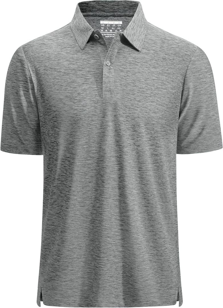 MAGCOMSEN Men's Polo Shirts Dry Fit Golf Shirts Moisture Wicking Athletic Workout Golf Polo Tees Casual Collared Shirt (Gray, XXL)