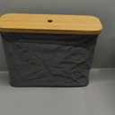 LONBET Toilet Paper Storage for 12 Rolls, Stackable & Foldable - The Ultimate Bathroom Organizer - Waterproof Basket with Bamboo Lid - Elegant Toilet Paper Storage Holder, Gray (Grey)