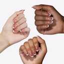 3 x 16 Sizes Short Oval Press on Nails, French Tip Short Round Reusable 32pcs Glossy Gel Fake Nails with Glue and Jelly Stickers (Brown French)