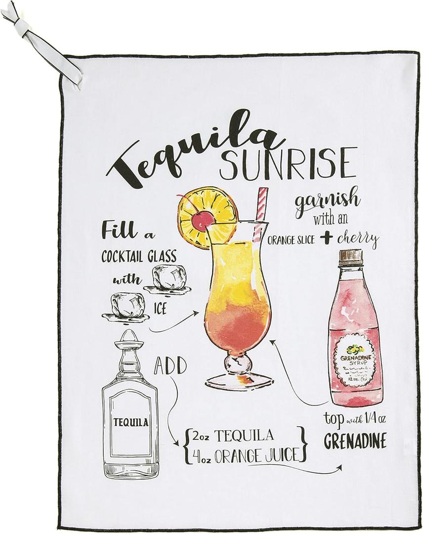 Shiraleah Tequila Sunrise Recipe Tea Towel